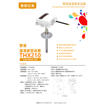 管道溫濕度變送器THX210